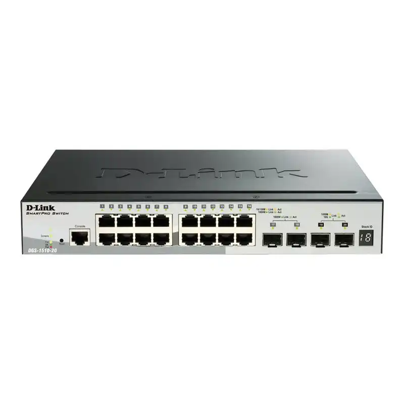 D-Link DGS 1510-20 - Commutateur - C3 - intelligent - 16 x 10 - 100 - 1000 + 2 x Gigabit SFP + 2 x 10... (DGS-1510-20/E)_1